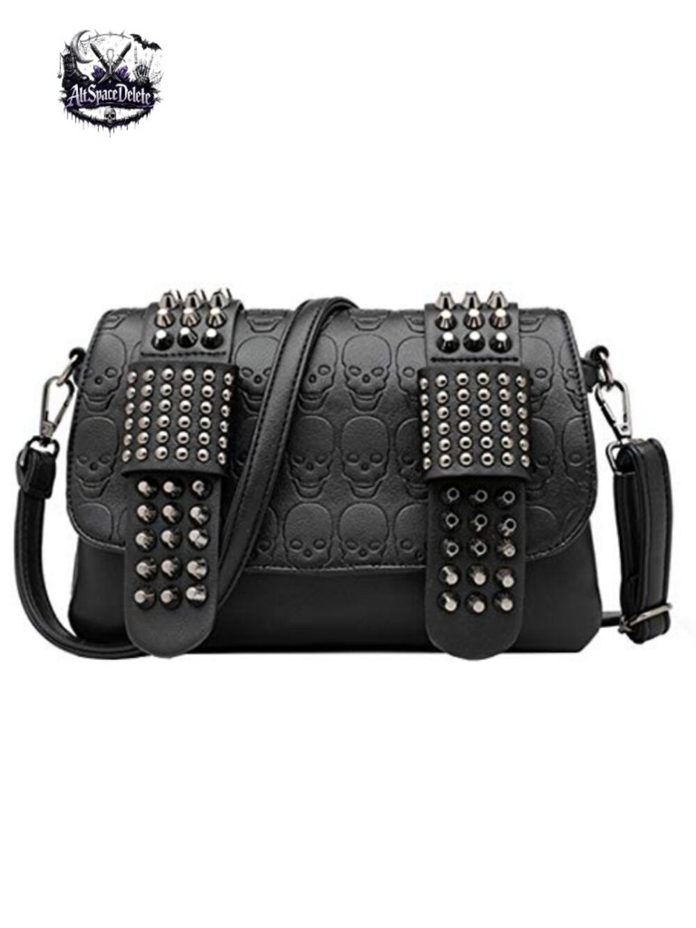 Punk Skull Rivet Satchel Handbag Synthetic Leather Shoulder Bag